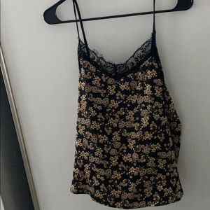 Flower print satin camisole.
